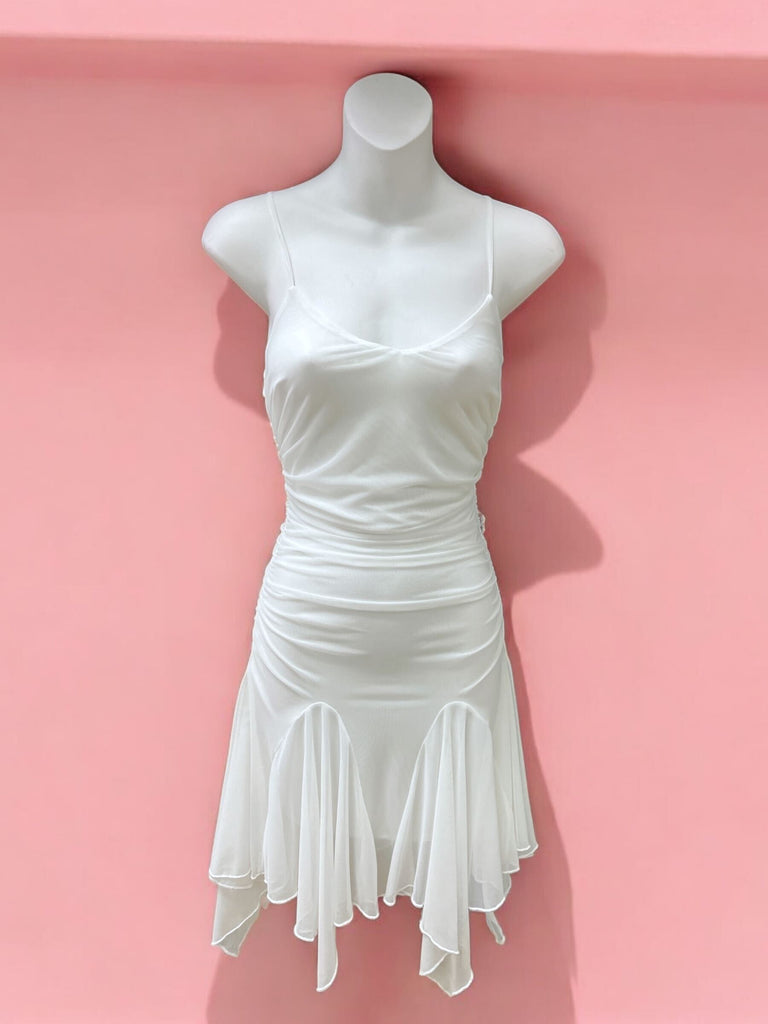 Mesh Spaghetti Dress w/ Frills 1594