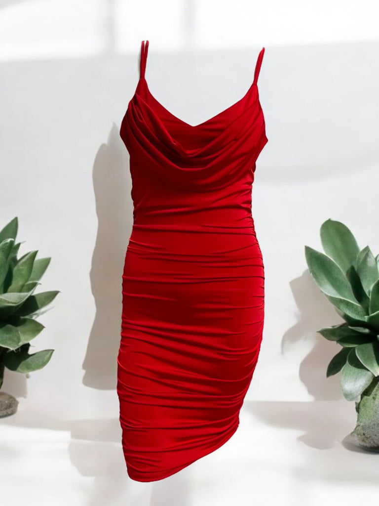 Cowl Neck Rushed Dress 3956