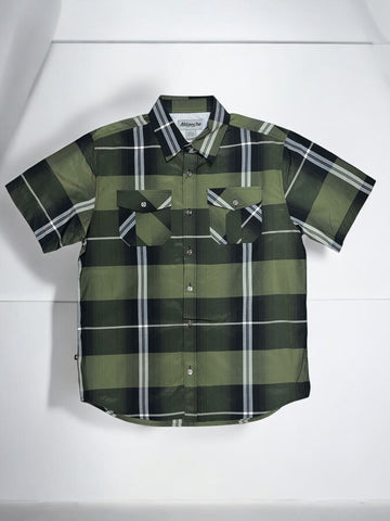 Plaid Short Sleeve Button Up Ablanche 8AS204