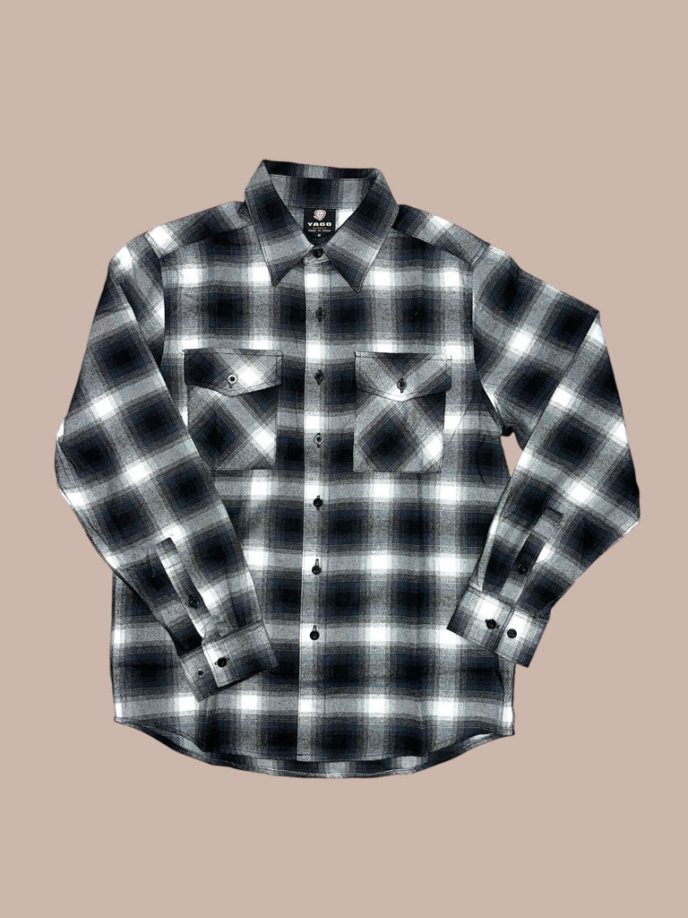 Yago Flannel Long Sleeve Shirt White/Black AB4