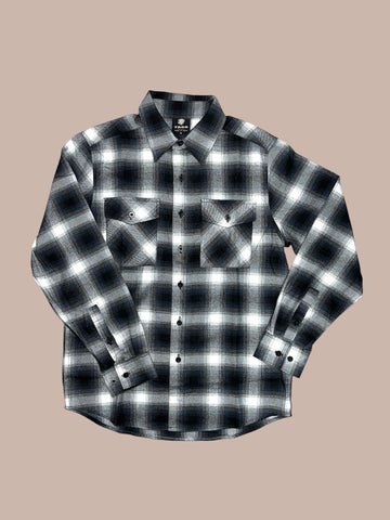 Yago Flannel Long Sleeve Shirt White/Black AB4