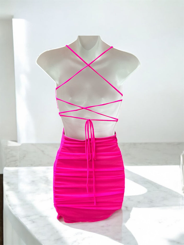 Criss Cross Back Mesh Midi Dress 1562