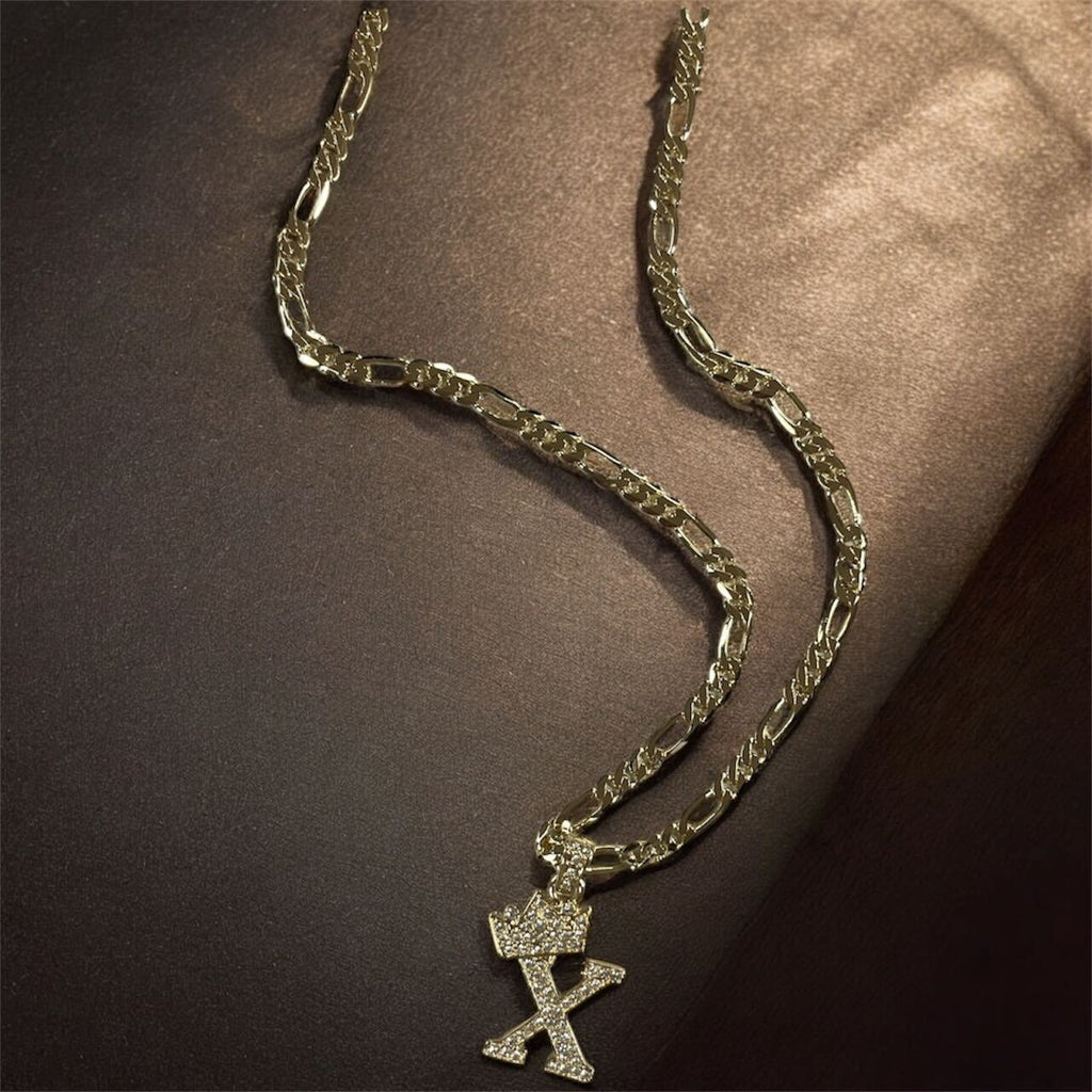 Men's Figaro Style Chain w/ Letter Pendant