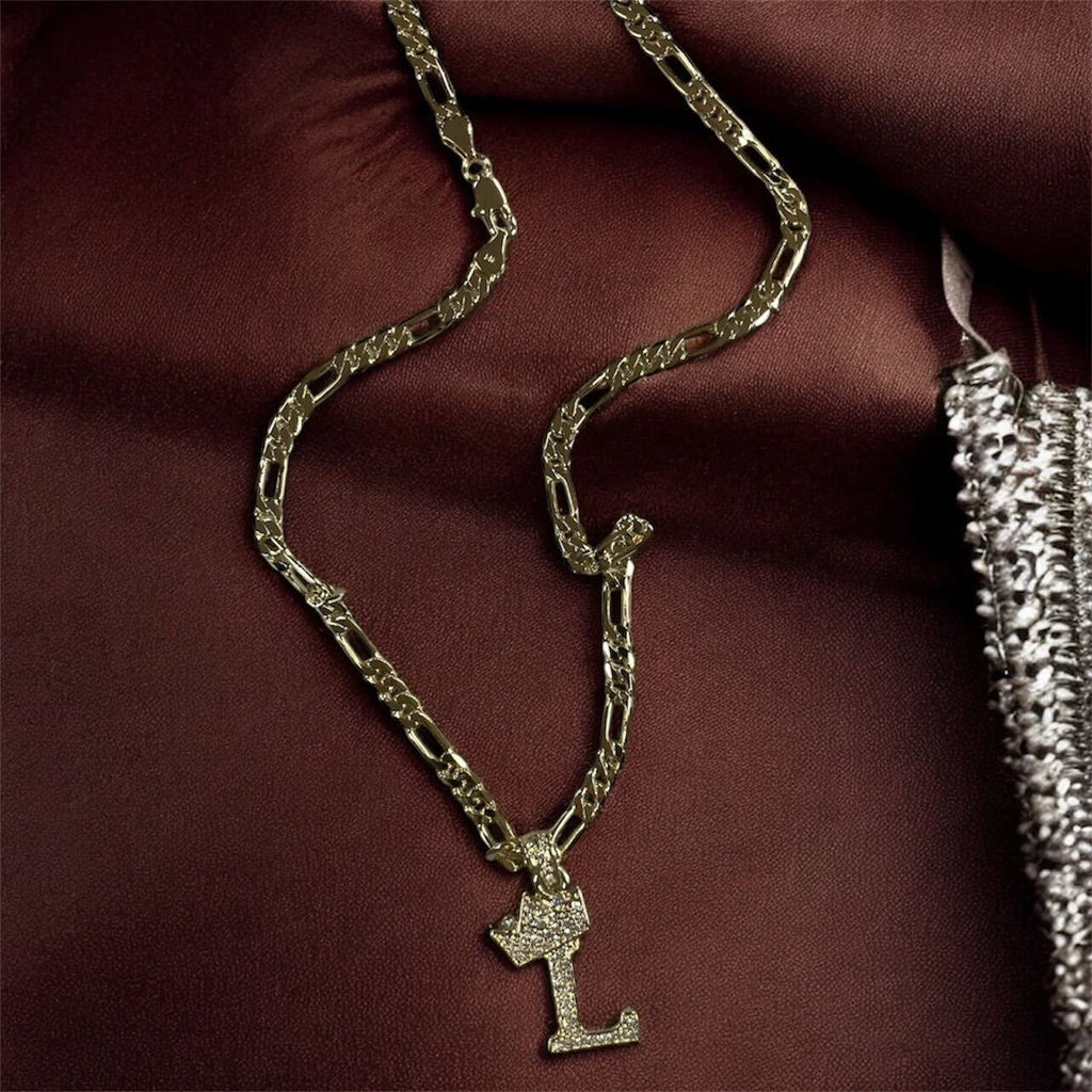 Men's Figaro Style Chain w/ Letter Pendant