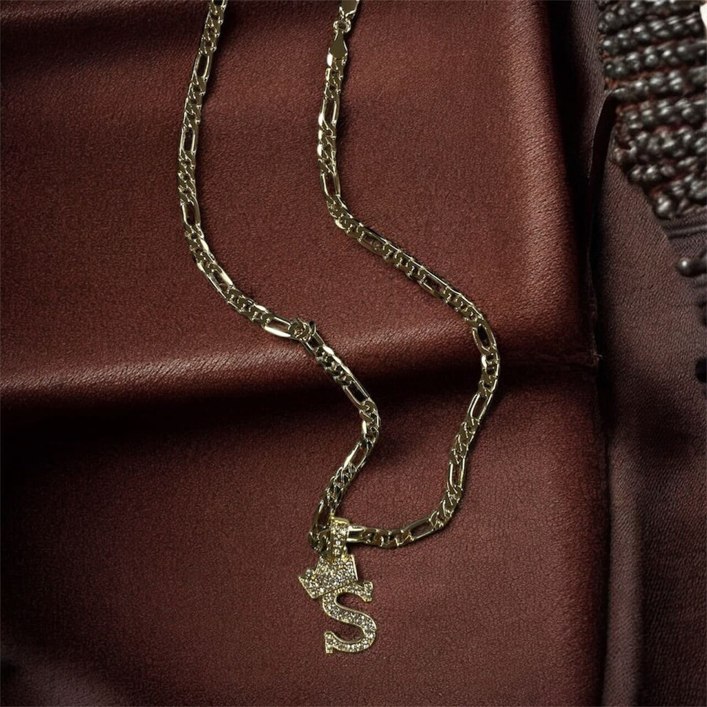 Men's Figaro Style Chain w/ Letter Pendant