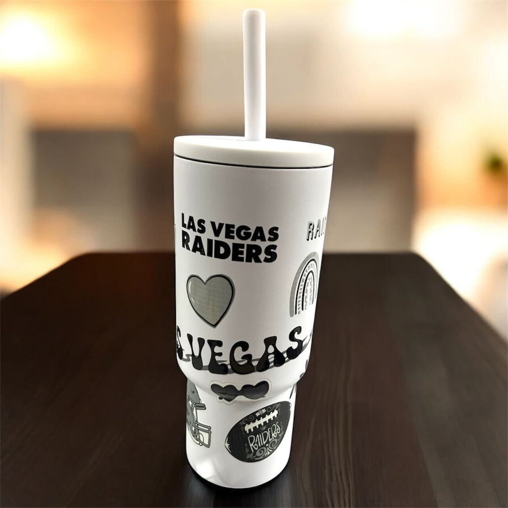 LV Raiders White Tumbler w/ Loco Design
