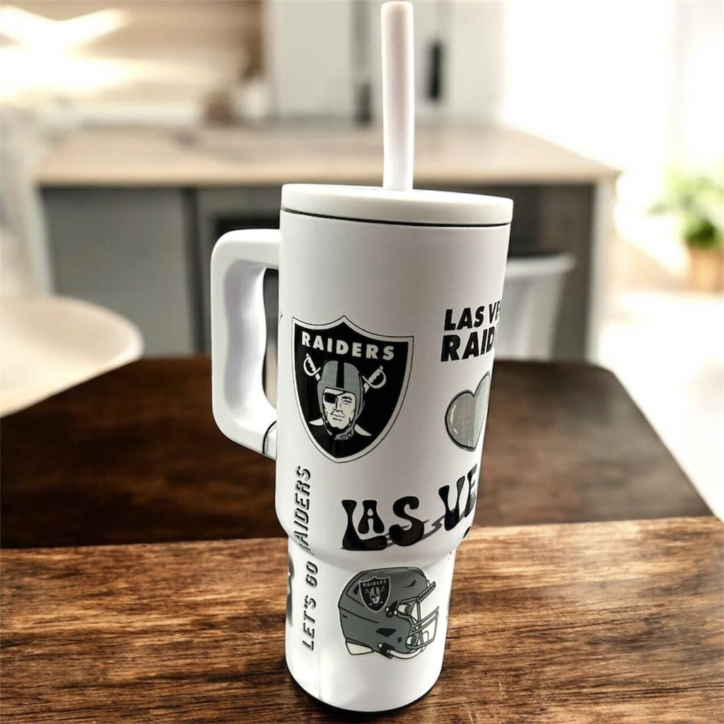 LV Raiders White Tumbler w/ Loco Design