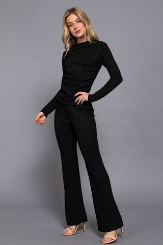 Drape Top & Flare Pants Set 14787