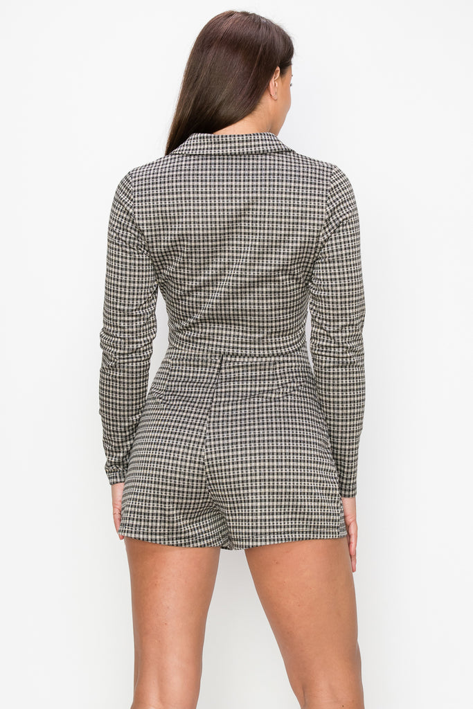 Twist Plaid Top & Shorts Set 7123