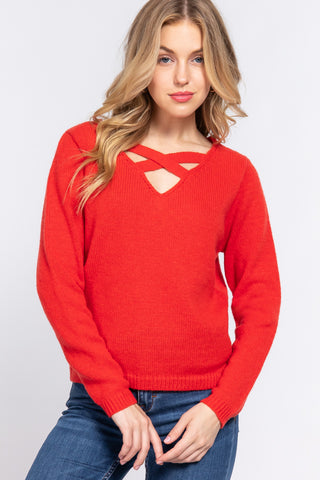 V-Neck X Strap Sweater 13699