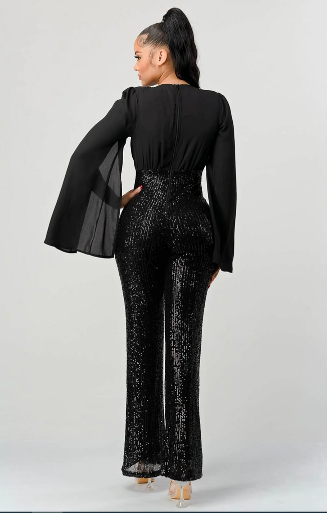 Luxe Jumpsuit w/ Sequence Privy 10606 ( FINAL SALE )