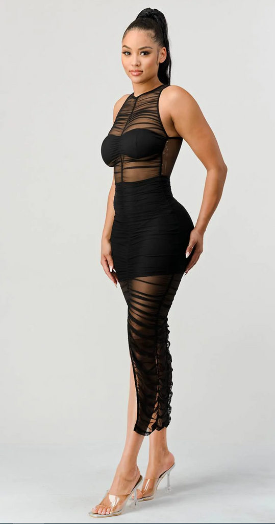 Lux See-Thru Mesh Bodycon Dress Privy 72949 ( FINAL SALE )