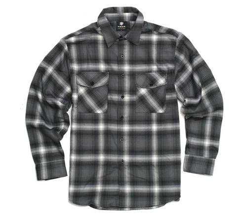 Yago Flannel Long Sleeve Shirt Charcoal/White 4D