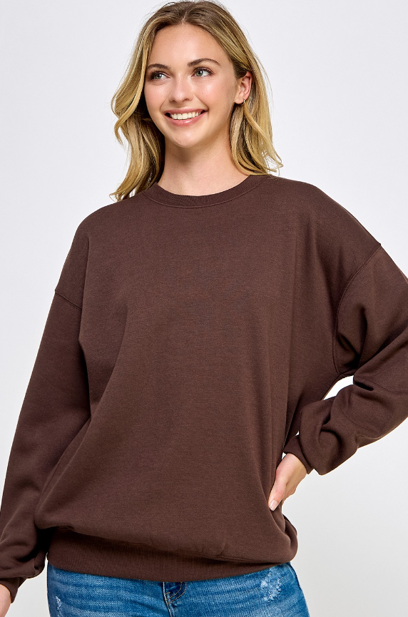 Oversized Crew Neck Fleece Pullover Reflex T080