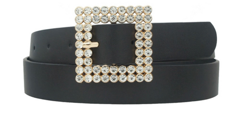 Double Row Rhinestone Square Fashion Belt