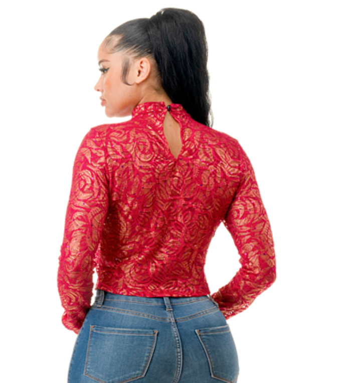 Mock Neck Long Sleeve Crop Top A3 6246 (FINAL SALE)