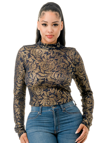 Mock Neck Long Sleeve Crop Top A3 6246 (FINAL SALE)