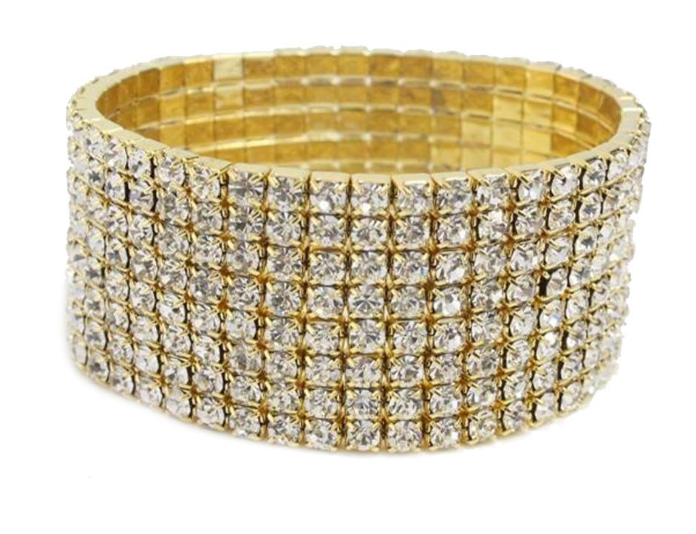 8 Row Rhinestone Stretch Bracelet