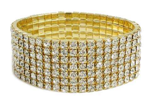 7 Row Rhinestone Stretch Bracelet
