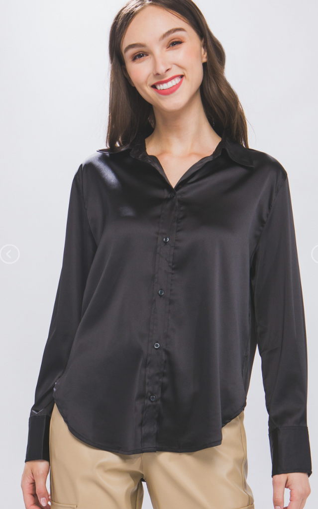 Silky Long Sleeve Button Up