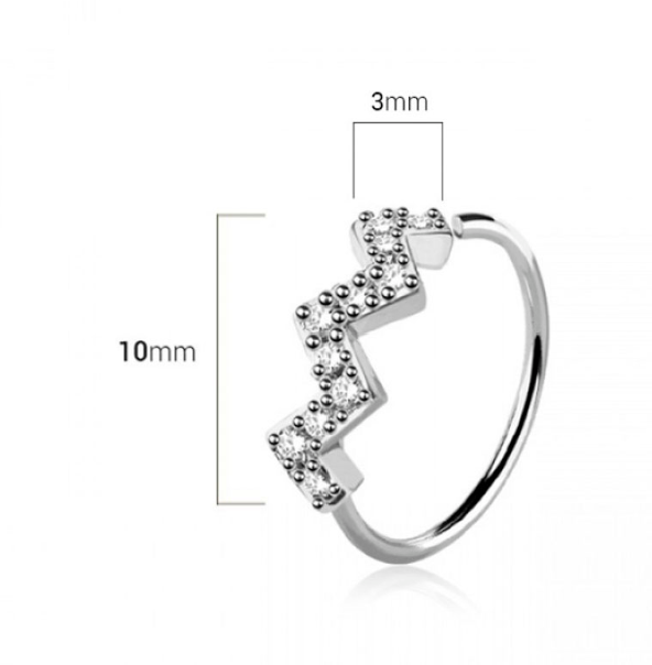 Silver Wonder W Hoop Nose Ring w/ Diamonds