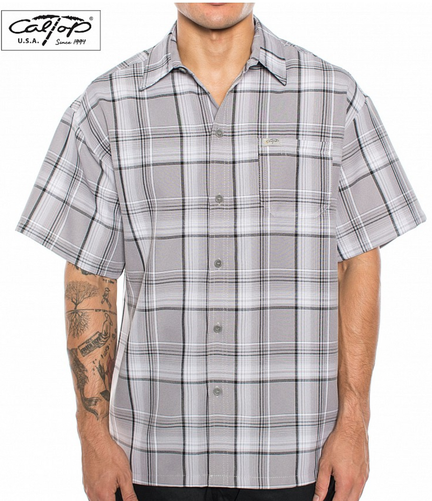 Plaid Short Sleeve Button Up Shirt Cal Top