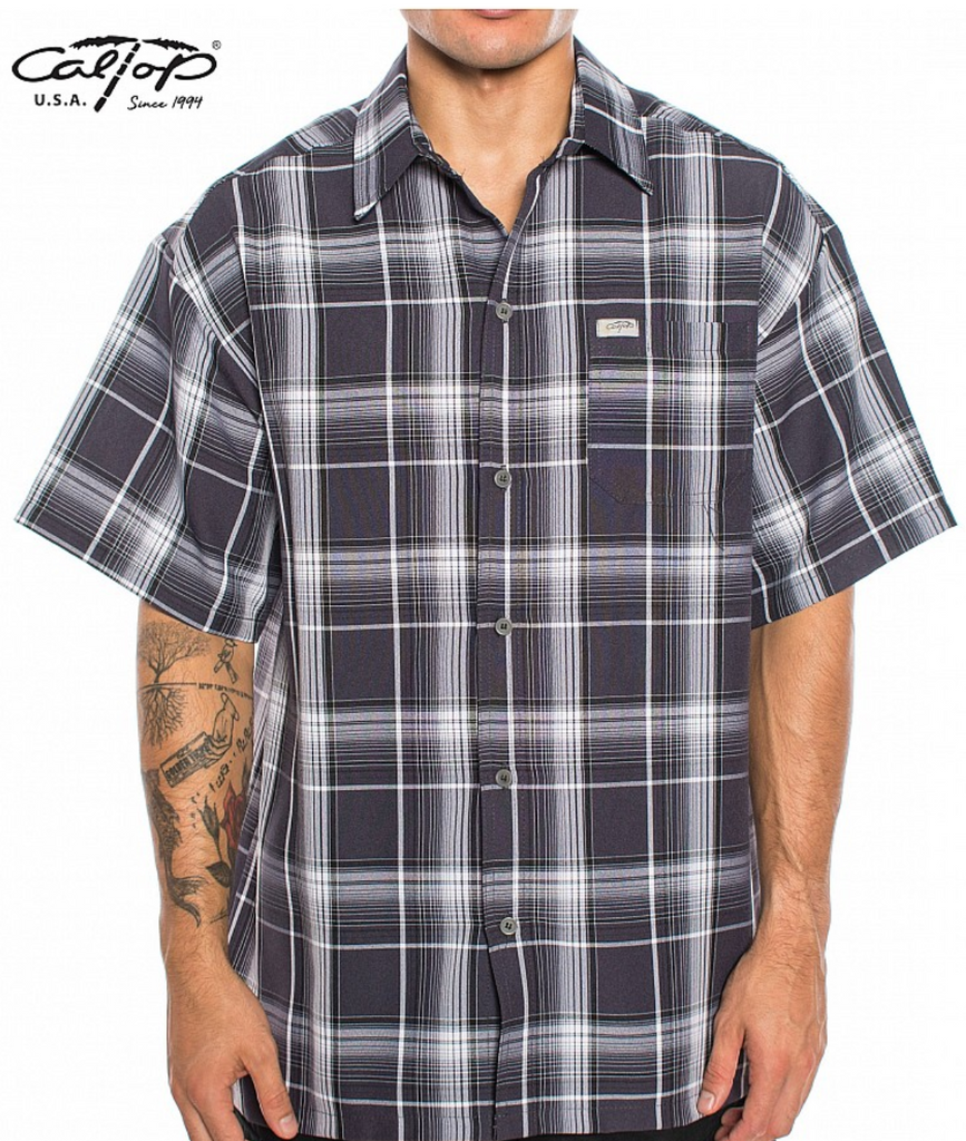Plaid Short Sleeve Button Up Shirt Cal Top