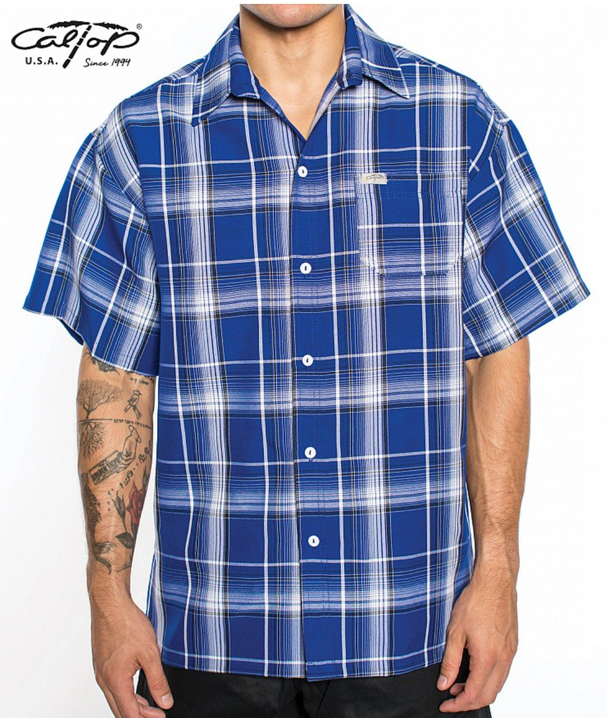 Plaid Short Sleeve Button Up Shirt Cal Top
