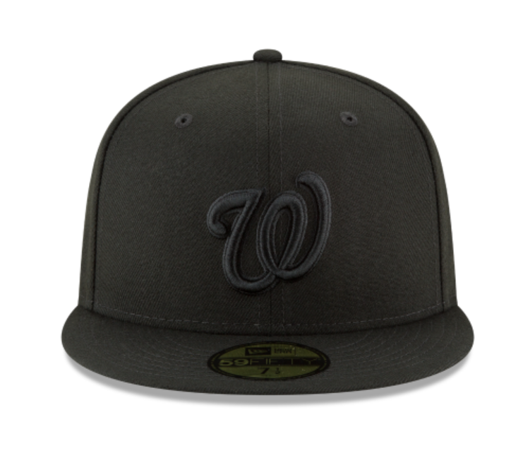 Washington Nationals Black on Black Fitted Cap