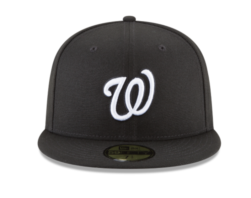 Washington Nationals Black White Fitted Cap