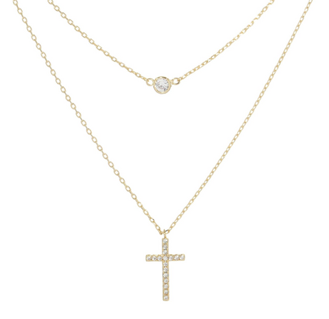 2 Layered Pendant Gold Necklace