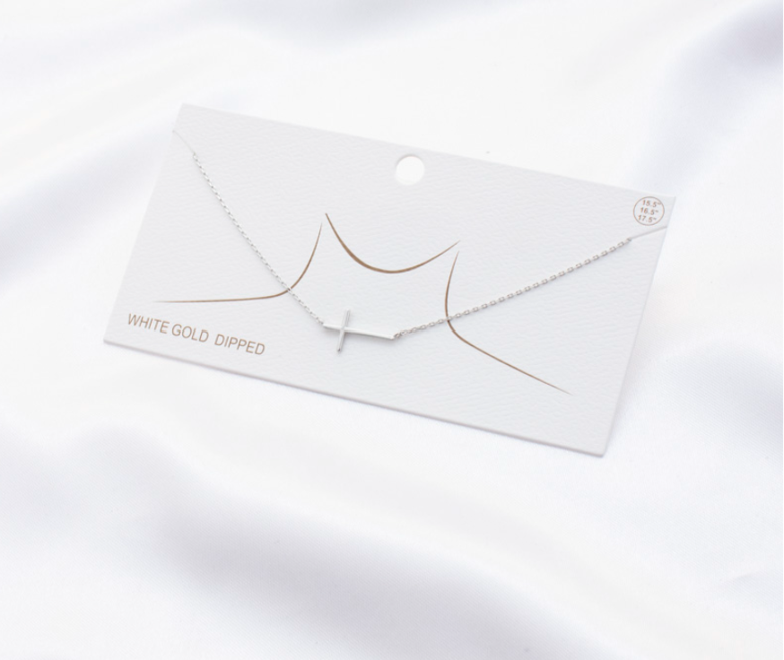 Slanted Cross Metal Necklace