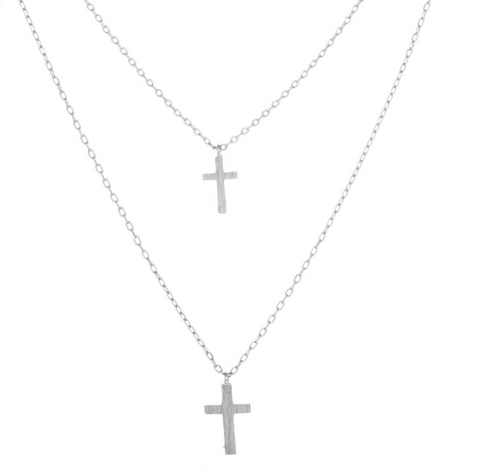 Double Cross Charm Necklace