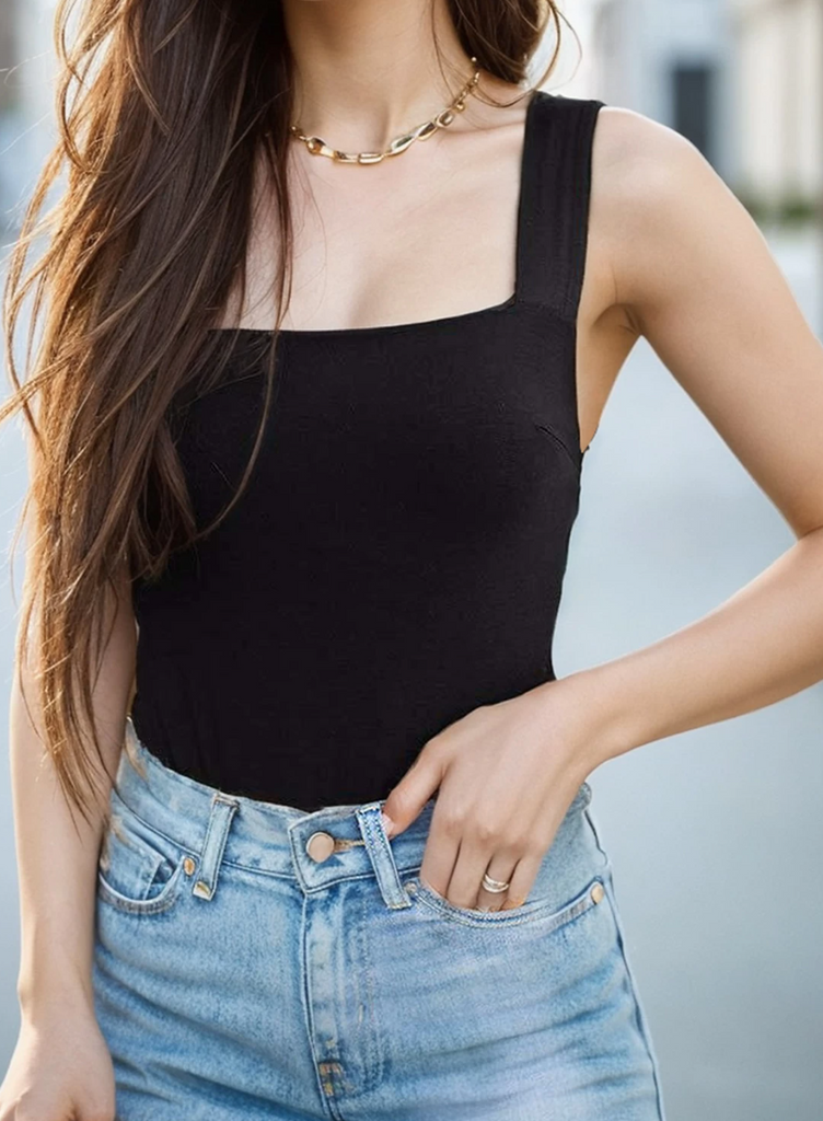 Square Neck Knit Bodysuit Fashion Story 2210