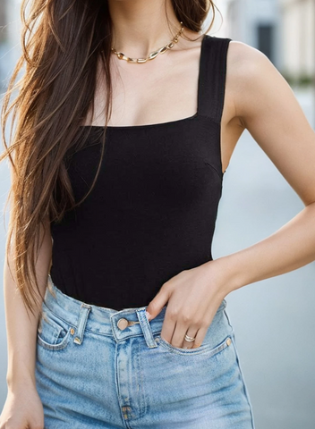 Square Neck Knit Bodysuit Fashion Story 2210