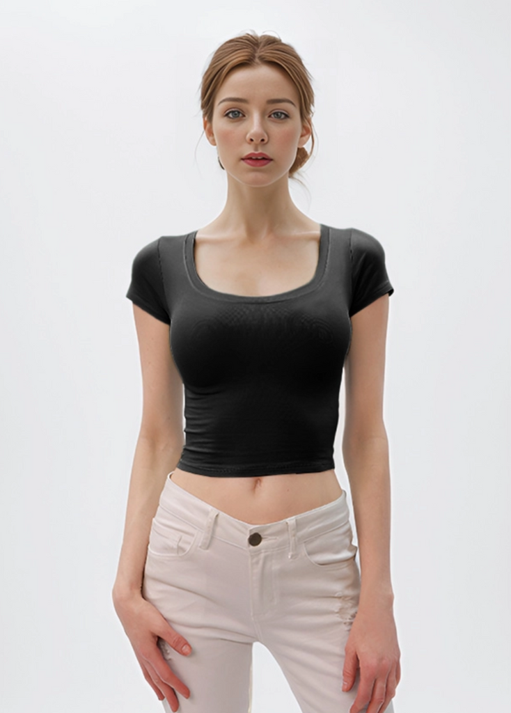 Scoop Neck Crop Top H&H 49614