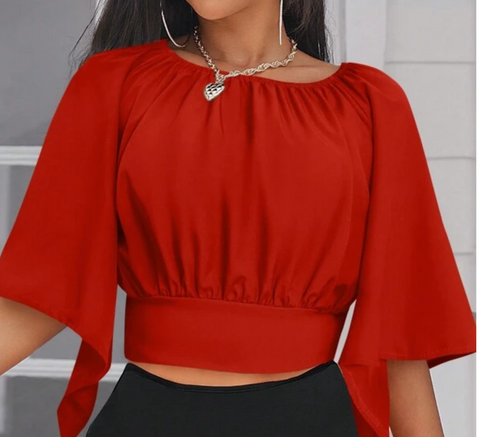 Open Back Butterfly Sleeve Top