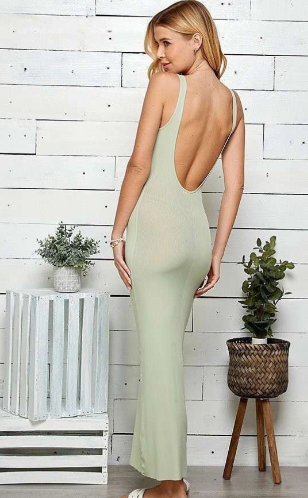Back Scoop Rib Maxi Dress 46688 Sage / Medium Back Scoop Rib Maxi Dress 46688 Sage / Medium