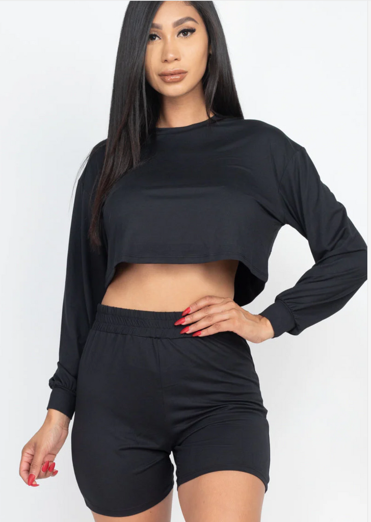 Cozy L/S Crop Top & Shorts Set Capella 3013