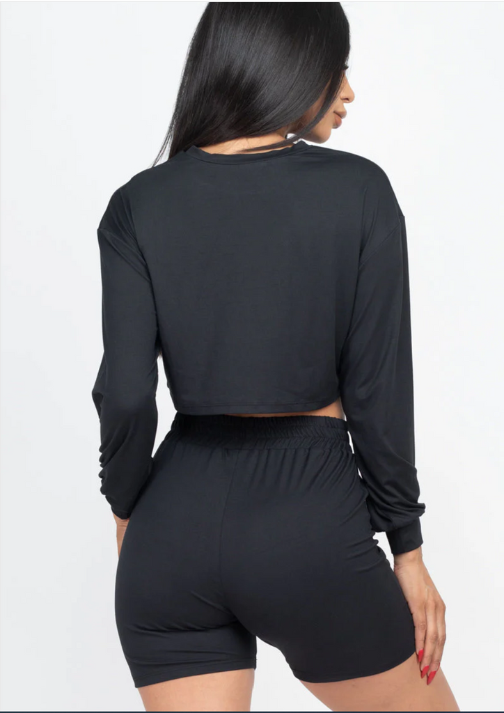 Cozy L/S Crop Top & Shorts Set Capella 3013