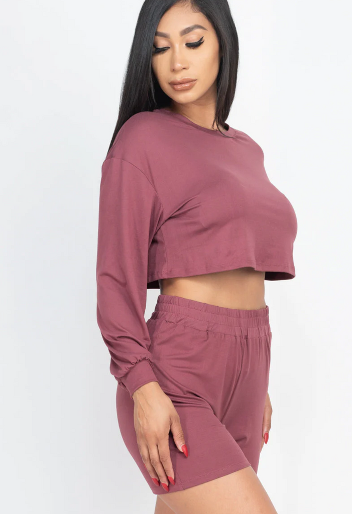 Cozy L/S Crop Top & Shorts Set Capella 3013