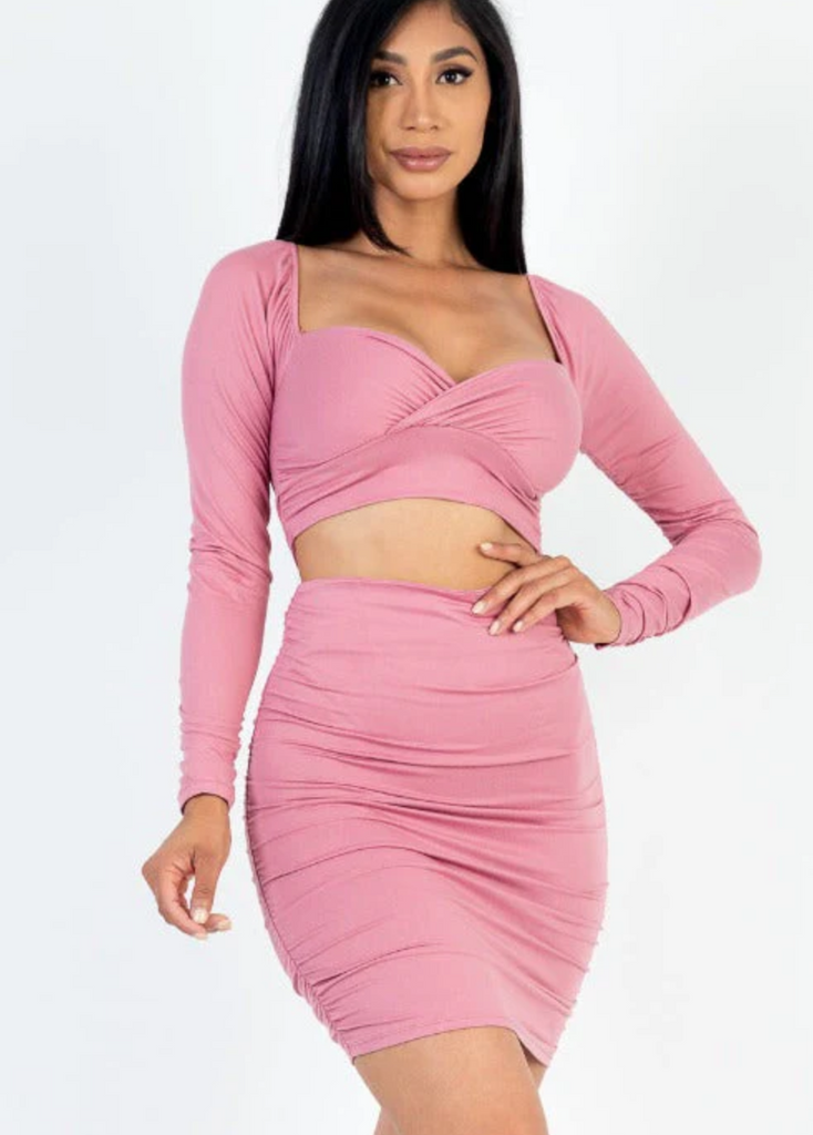 Sweetheart Crop Top & Skirt Set 3382