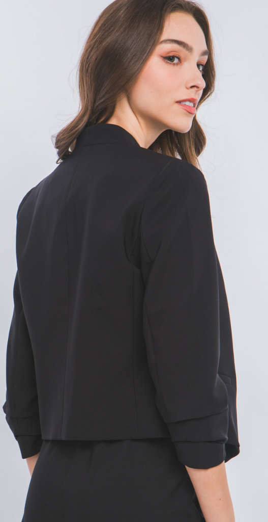 Shirred Sleeve Open Blazer 80219