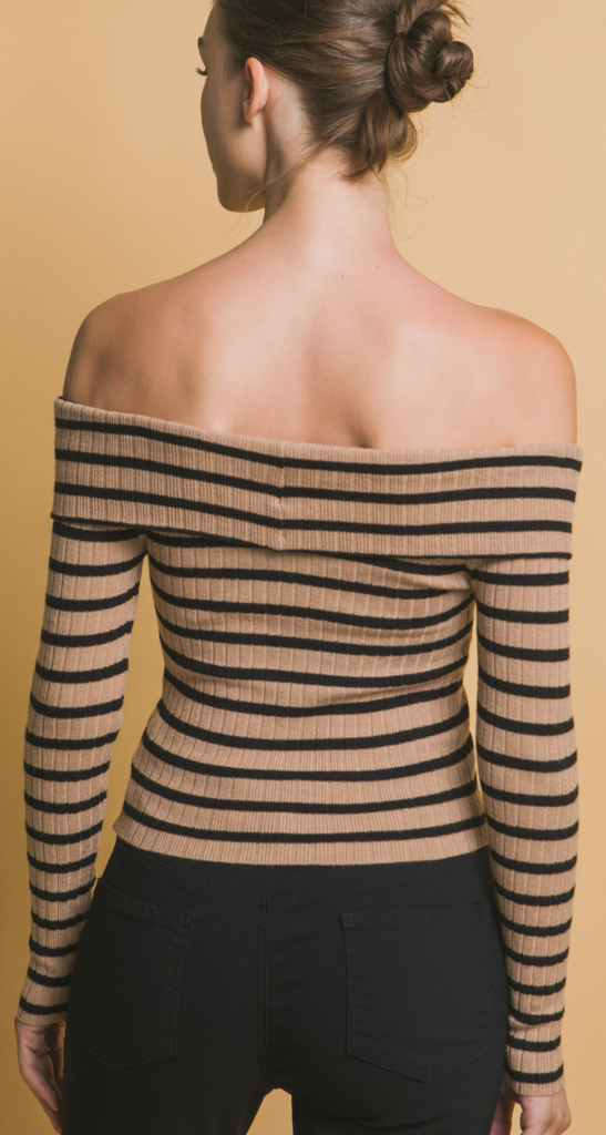 Striped Bardot Top 90211