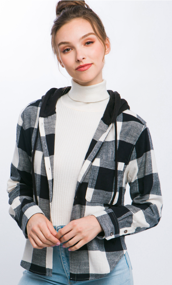 Plaid Hooded Shirt 10224