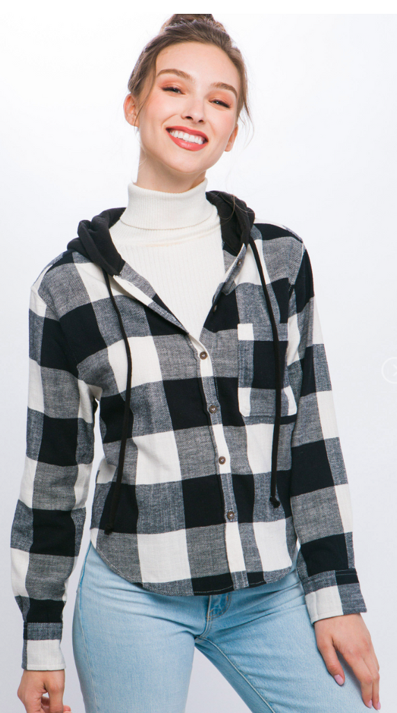 Plaid Hooded Shirt 10224