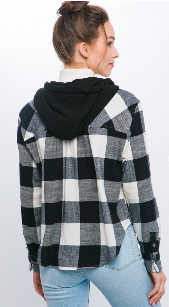 Plaid Hooded Shirt 10224
