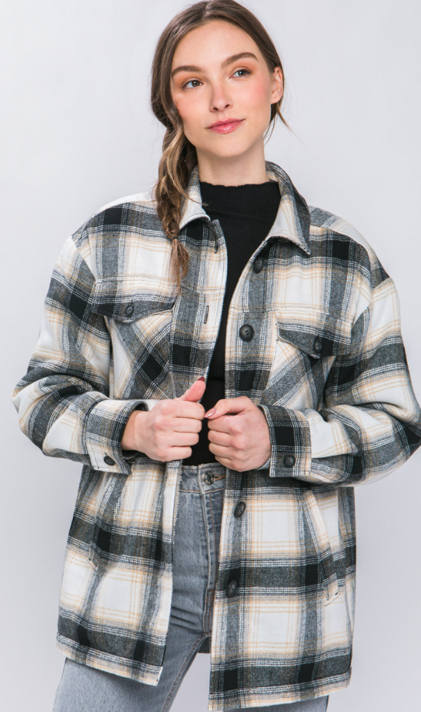 Sherpa Lining Plaid Jacket 8214
