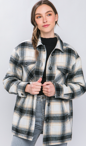 Sherpa Lining Plaid Jacket 8214
