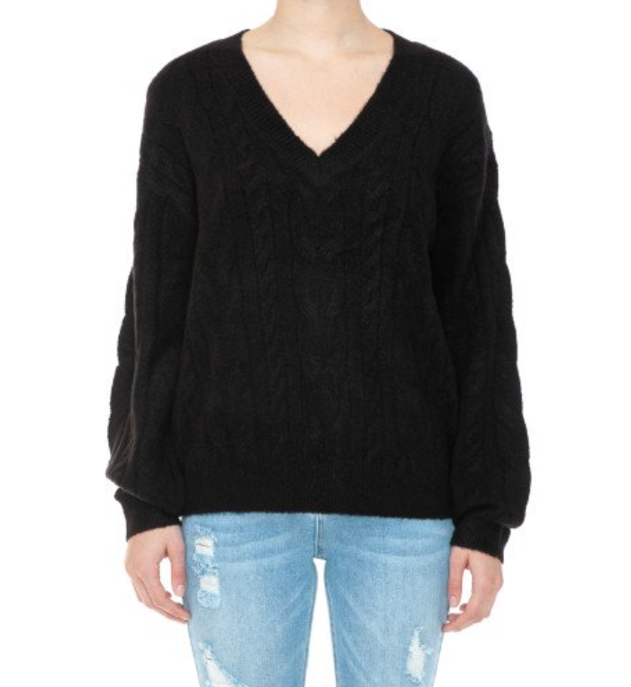 Cable Knit V Neck Sweater 74562